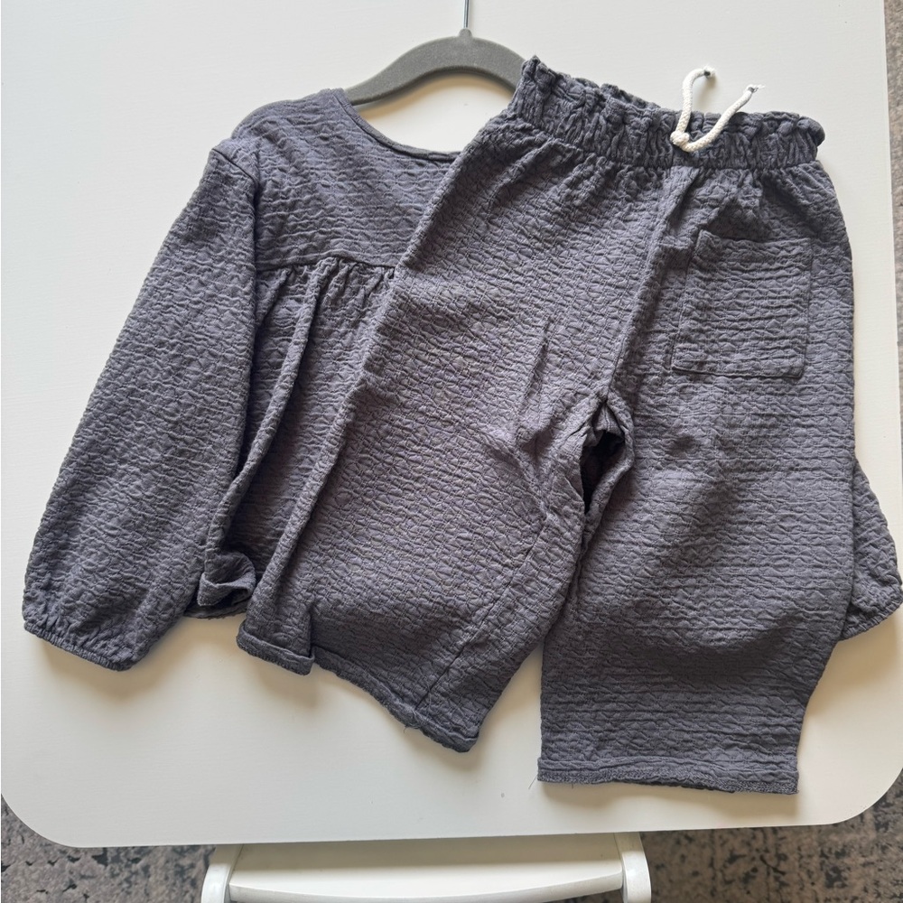 Gray Textured Pants with Drawstring - Picture 4 of 4